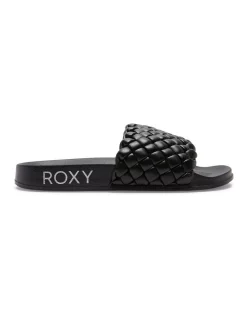 Buy 👍 Roxy Slippy Puff Slider 🩴 Sandals In Black 👏