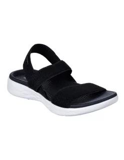 Best Pirce 🥰 Skechers On-The-Go 600 Flawless Black/White 🩴 Sandal ⭐