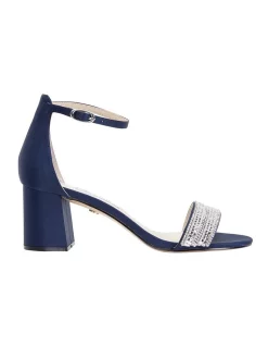New 🥰 NINA Elenora New Navy Luster Satin 🩴 Sandal 👏